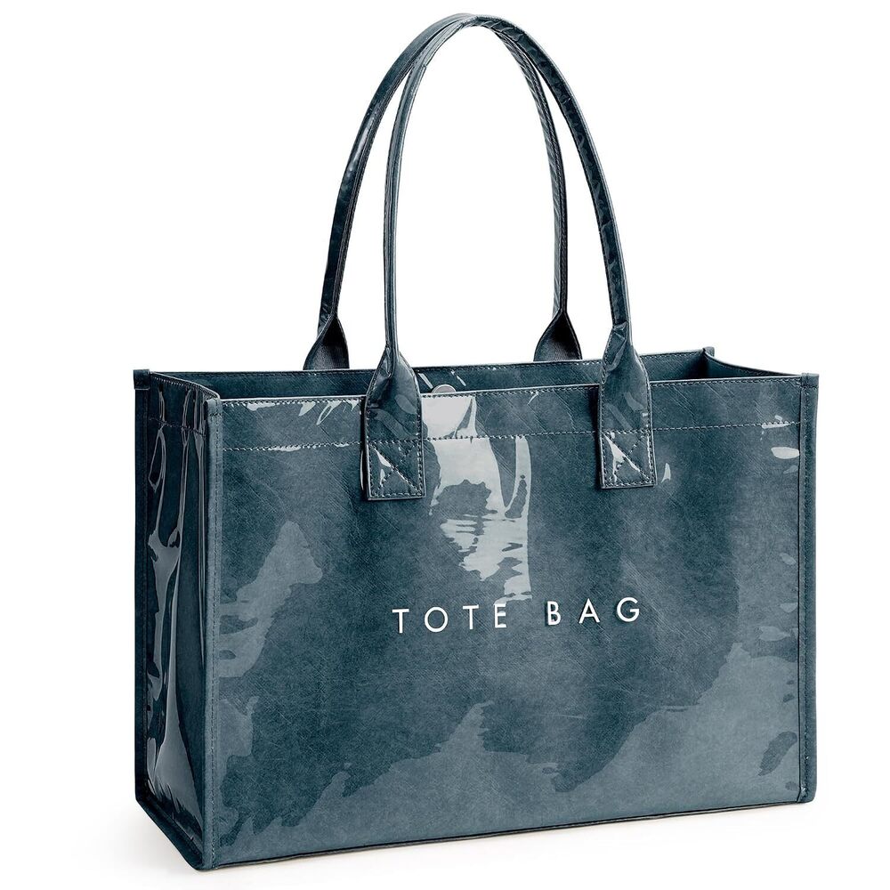 KALIDI PVC Tote Bag Women’s Kraft Paper Work Handbags Purses with Top